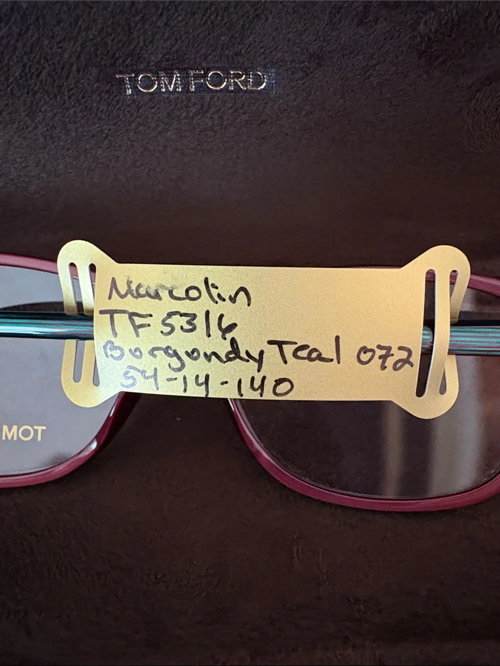 Tom Ford Women's Maroon Frame Optical Glasses with Gold Accents